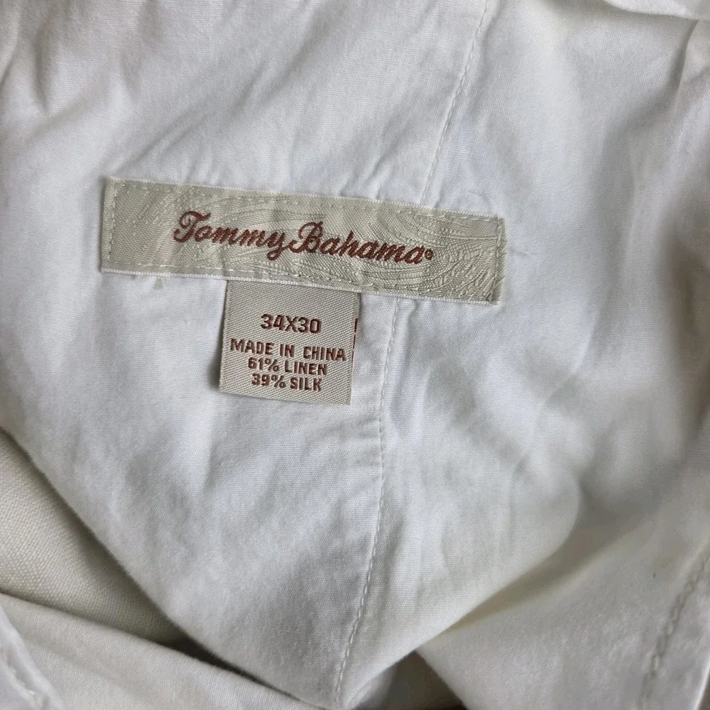 Tommy Bahama Silk Linen Blend Khaki Pants Men's 34x30(35x28) Flat Front Hawaiian